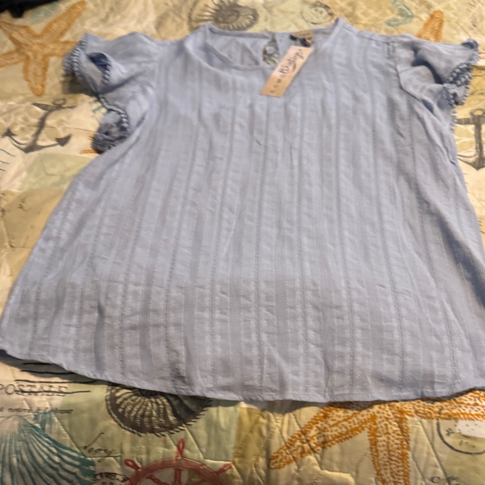 Light Blue Short Sleeve Top - Brand: